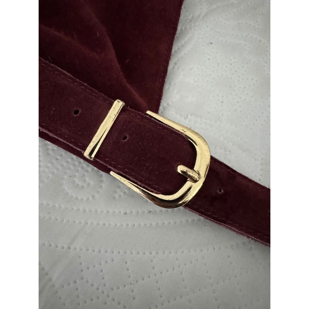 Haute Hippie Burgundy Suede Fringe Shoulder Bag Boho Western Hobo Slouchy Wine - Picture 9 of 15